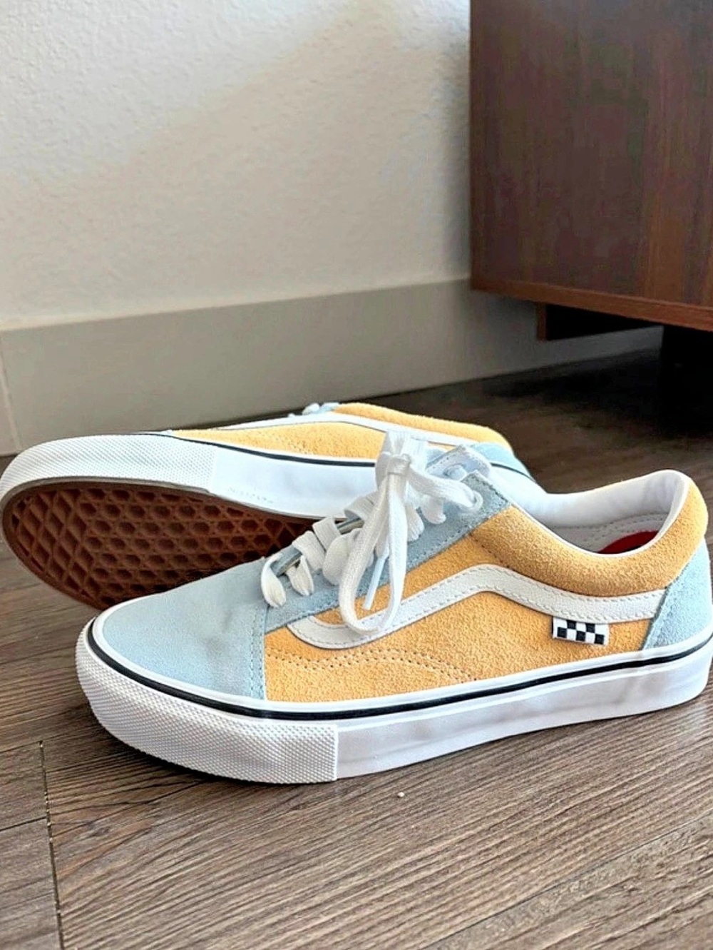Vans Skate Old Skool Blue Sulphur Skate Blue & Yellow Color Block Sneakers